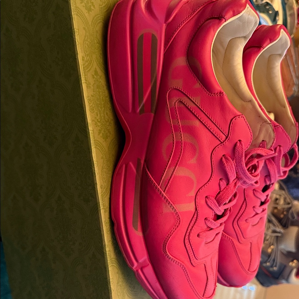 Gucci Men's Pink Ace Sneakers Size 12 - Picture 3 of 6